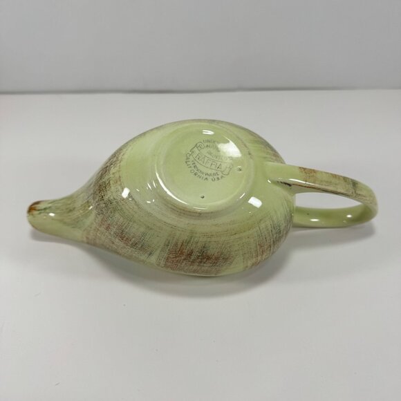 Vintage Vernon Ware Raffia Gravy Boat Green Brown Mid Century MCM - Picture 12 of 13